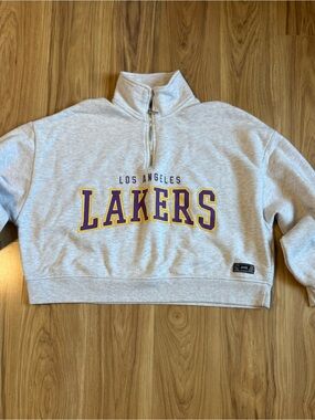 NBA Grey Fleece Pullover with Red & Blue Logo